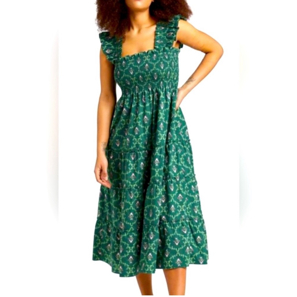 Hill House Nap Dress - Emerald Trellis